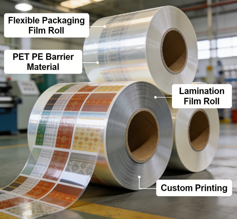 Roll de film de laminat BOPP de calitate alimentară Film de ambalare flexibil imprimat personalizat