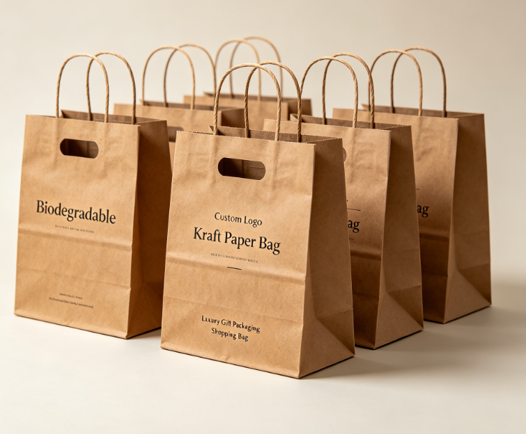 Geantă de cumpărături pentru cadou din hârtie kraft, cu logo personalizat
