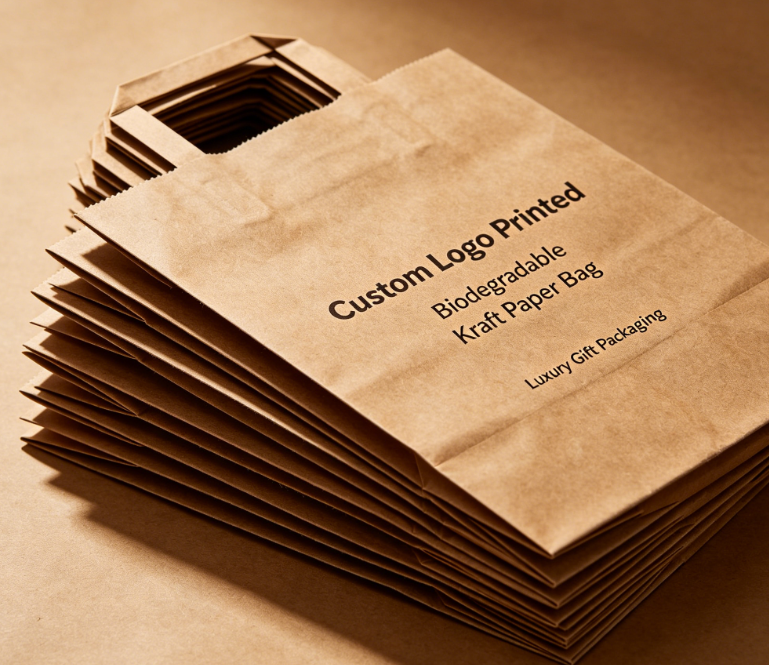 Geantă de cumpărături pentru cadou din hârtie kraft, cu logo personalizat