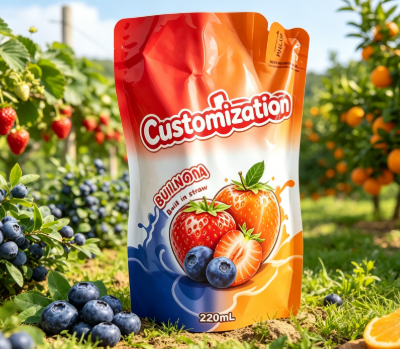 220 ml piure de fructe de mango pungi de paie încorporate pungi de ambalare pentru băuturi imprimate personalizat
